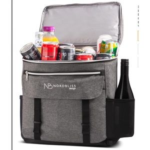 Nordbliss Insulated Backpack Cooler. 3 zippered compt. Leakproof with ice pack